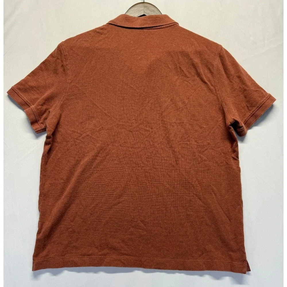 Banana Republic Slim Fit‎ Pique Polo Shirt Mens L Rust Orange Cotton Golf Tennis